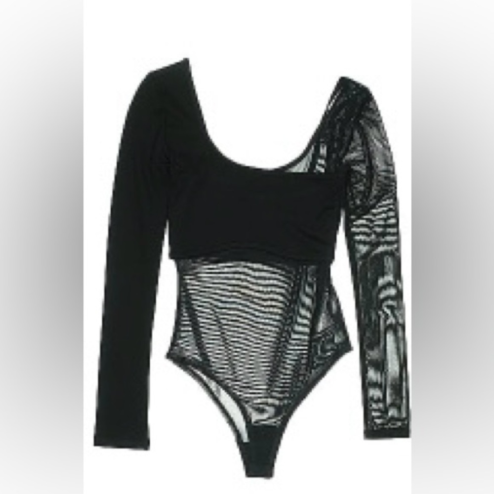 Black Mesh Long Sleeve Bodysuit 🖤😎😎🖤 tag size M (runs small IMO)